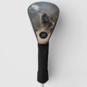 Howling Wolf Afbeelding Monogram Golf Head Hoesje Golfheadcover (Voorkant)