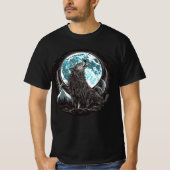 Howling Wolf and Blue Full Moon T-shirt (Voorkant)