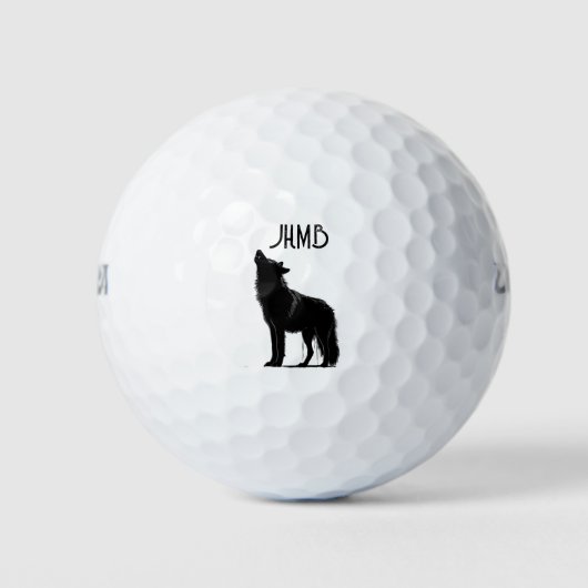 Howling wolf  Animal logo Monogram Art Golfballen (Voorkant)