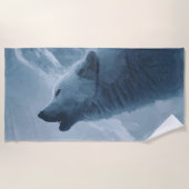 Howling Wolf Art – Blue Night Forest Design Strandlaken (Voorkant)