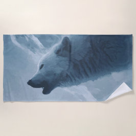 Howling Wolf Art – Blue Night Forest Design Strandlaken