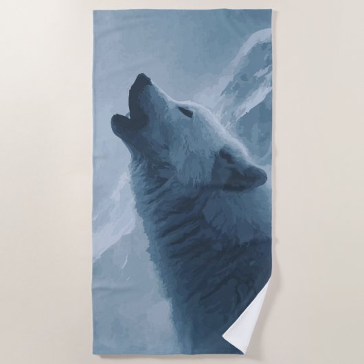 Howling Wolf Art – Blue Night Forest Design Strandlaken (Voorkant)