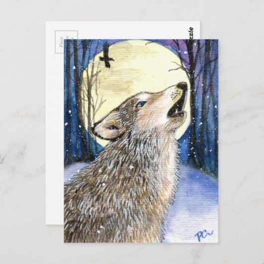 Howling - Wolf Art Briefkaart (Voorkant / Achterkant)