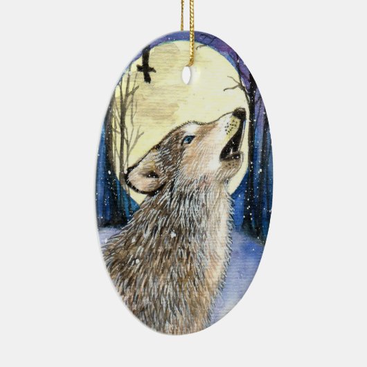 Howling - Wolf Art Keramisch Ornament (Rechts)