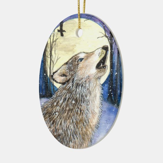 Howling - Wolf Art Keramisch Ornament (Links)