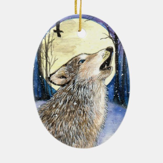 Howling - Wolf Art Keramisch Ornament (Achterkant)