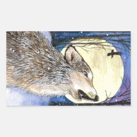 Howling - Wolf Art Rechthoekige Sticker (Voorkant)