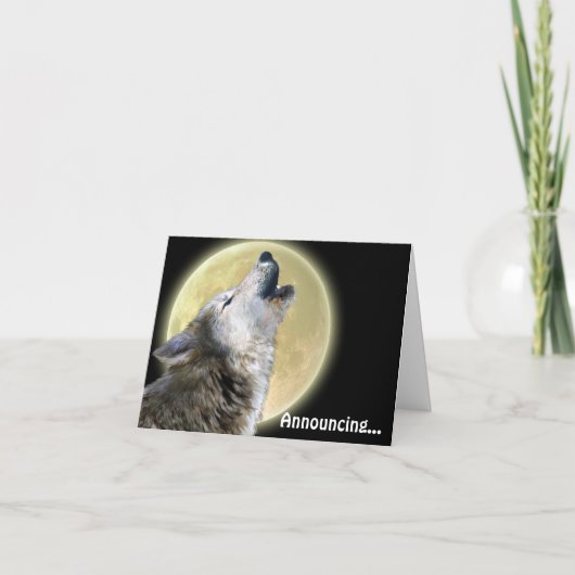 Howling Wolf Art Wildlife Aankondigingskaart Aankondiging (Voorkant)