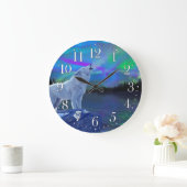 Howling Wolf & Aurora Wildlife Art Clock Grote Klok (Huis)