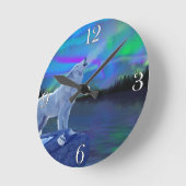Howling Wolf & Aurora Wildlife Art Clock Ronde Klok (Hoek)