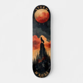 Howling Wolf bij Moonlit Peak, Retro Wilderness Persoonlijk Skateboard (Voorkant)
