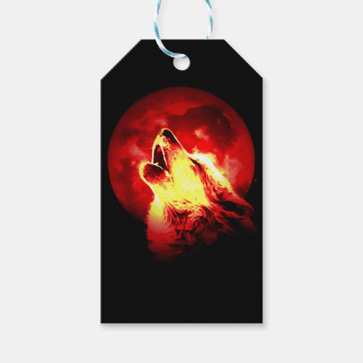 Howling Wolf bij Red Night Cadeaulabel (Voorkant)