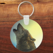 Howling Wolf bij Sunset Sleutelhanger (Voorkant)