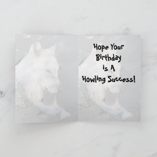 Howling Wolf Birthday Kaart (Binnen)