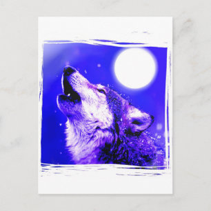 Howling Wolf Blue Moonlight Briefkaart