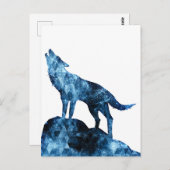 Howling Wolf blue sparkly rooksilhouet Briefkaart (Voorkant / Achterkant)