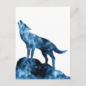 Howling Wolf blue sparkly rooksilhouet Briefkaart (Voorkant)