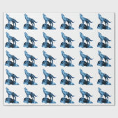 Howling Wolf blue sparkly rooksilhouet Cadeaupapier (Vlak)