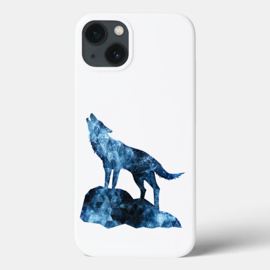 Howling Wolf blue sparkly rooksilhouet Case-Mate iPhone Case (Achterkant)
