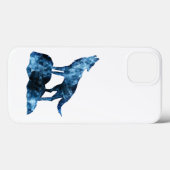 Howling Wolf blue sparkly rooksilhouet Case-Mate iPhone Case (Achterkant (horizontaal))