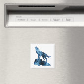 Howling Wolf blue sparkly rooksilhouet Magneet (Insitu (Vaatwasser))