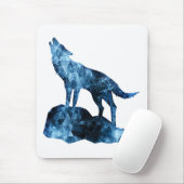 Howling Wolf blue sparkly rooksilhouet Muismat (Met muis)