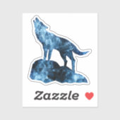 Howling Wolf blue sparkly rooksilhouet Sticker (Vel)