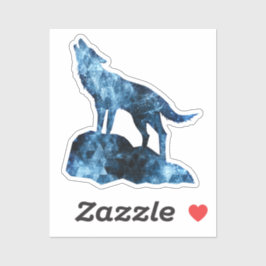 Howling Wolf blue sparkly rooksilhouet Sticker