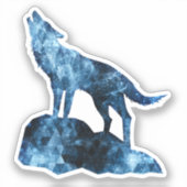 Howling Wolf blue sparkly rooksilhouet Sticker (Voorkant)