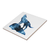 Howling Wolf blue sparkly rooksilhouet Tegeltje (Zijkant)