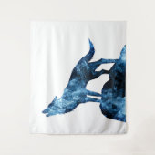Howling Wolf blue sparkly rooksilhouet Wandkleed (Voorkant)