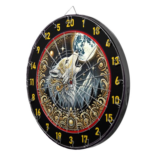 Howling Wolf brengt wilde geest en avontuur Dartbord (Voorkant Rechts)