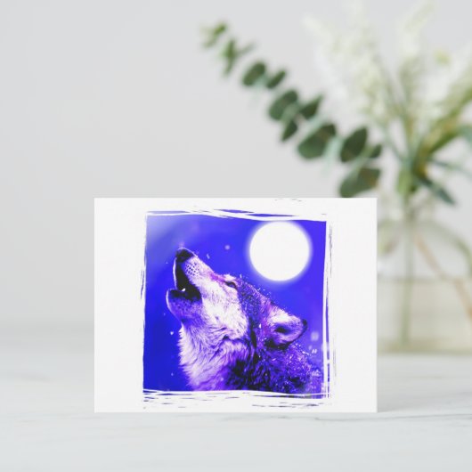 Howling Wolf Briefkaart (Staand voorkant)