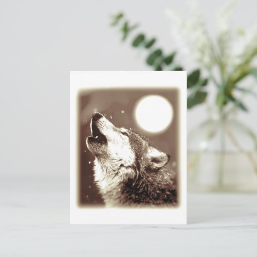 Howling Wolf Briefkaart (Staand voorkant)