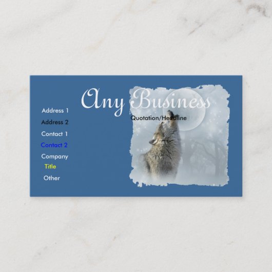 Howling Wolf busines card CUMESMABILITEERBAAR Visitekaartje (Voorkant)