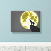 howling wolf canvas afdruk (Insitu (Houten vloer))