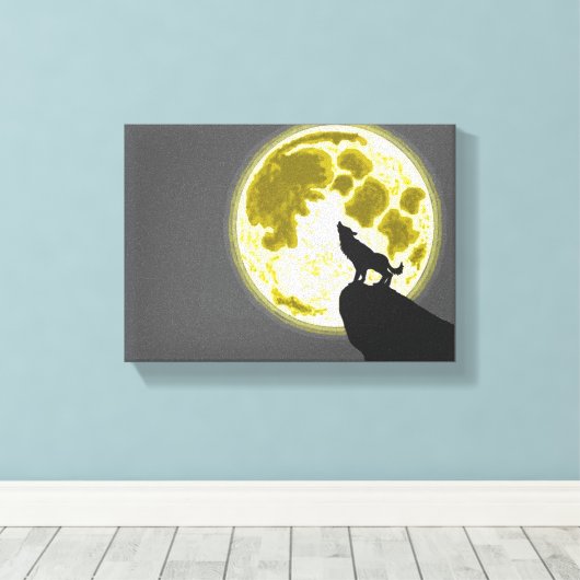howling wolf canvas afdruk (Insitu (Houten vloer))