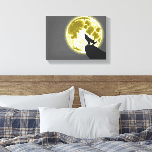 howling wolf canvas afdruk (Insitu (Slaapkamer))