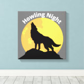 Howling Wolf Canvas print Wall Art (Insitu (Houten vloer))