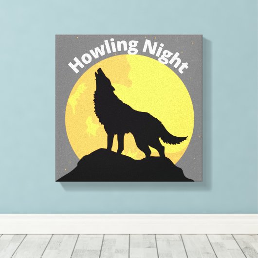Howling Wolf Canvas print Wall Art (Insitu (Houten vloer))