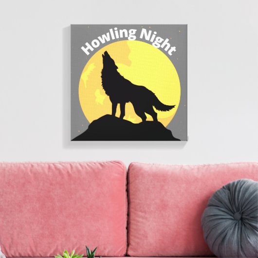 Howling Wolf Canvas print Wall Art (Insitu (Woonkamer))