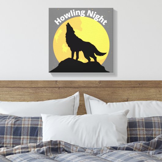 Howling Wolf Canvas print Wall Art (Insitu (Slaapkamer))