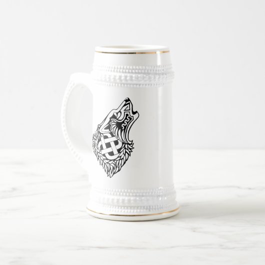 Howling Wolf Celtic Knotwork Bierpul (Voorkant links)