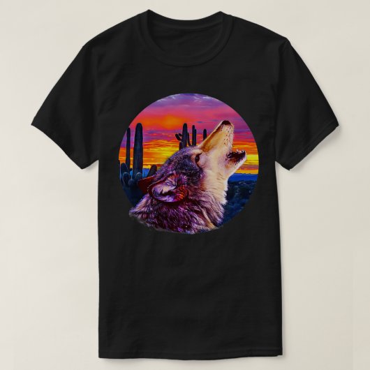 Howling Wolf Desert Sunset T-shirt (Design voorkant)