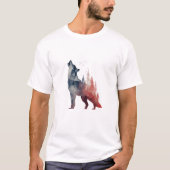 Howling Wolf – Double-Exposure Forest Art T-shirt (Voorkant)