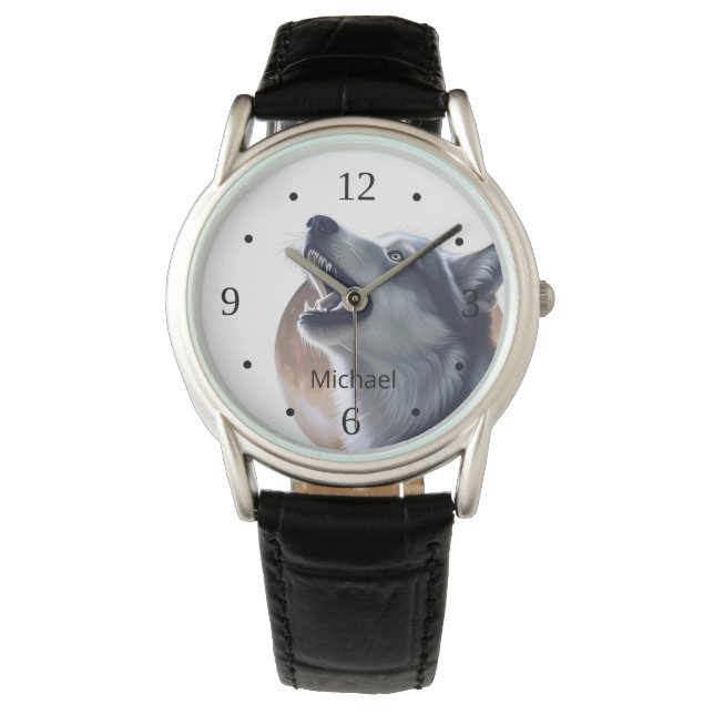 Howling Wolf en Full Moon Horloge (Voorkant)