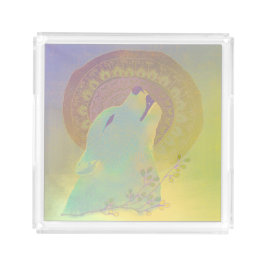 Howling Wolf en Mandala Acryl Dienblad