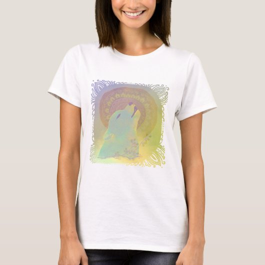 Howling Wolf en Mandala Kerstboomversiering T-shirt (Voorkant)