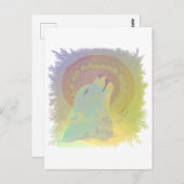 Howling Wolf en Mandala Planten Branches Lijst Briefkaart (Voorkant / Achterkant)