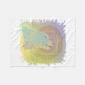 Howling Wolf en Mandala Planten Branches Lijst Fleece Deken (Voorkant (Horizontaal))